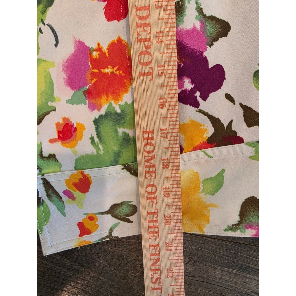 Women's sz S Patrick Christopher Floral Cotton Sateen Blazer White Yellow Pink - Picture 7 of 10